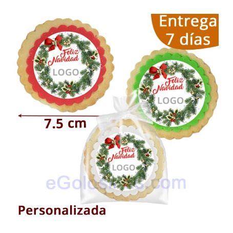 GALLETAS REDONDAS FELIZ NAVIDAD Y Con Logo Personalizado Feliz