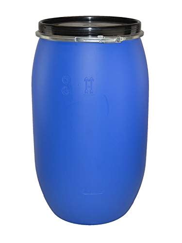 Litre Plastic Blue Open Top Storage Barrel Drum Keg With Lid And