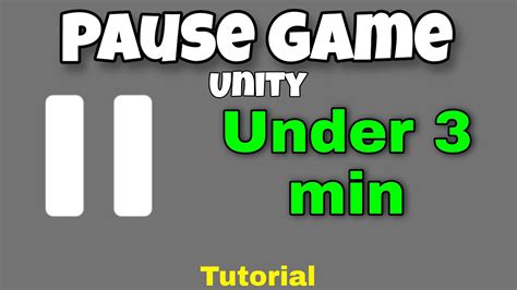 Unity Pause Game Tutorial Youtube