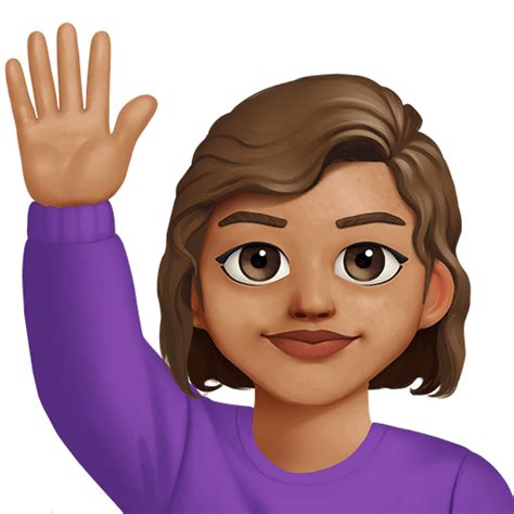 Woman Raising Hand Medium Skin Tone On Twitter Emoji Stickers