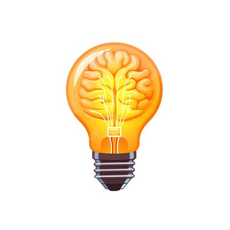 Brain In Light Bulb Flat Illustration Brain Icon Idea PNG