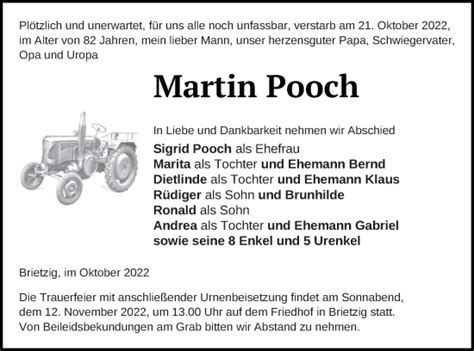 Traueranzeigen Von Martin Pooch Trauer Nordkurier