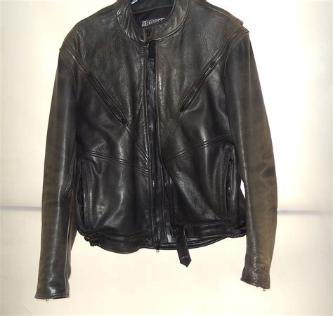 Brooks Genuine Leather Sportswear Motorcycle Jacket Coat Black Size