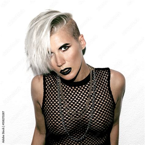 Sexy Blonde With Short Hair Fashion Outfit Stock Photo Adobe Stock
