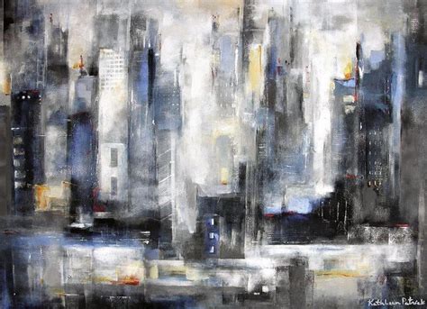 Large Abstract Cityscape Print - "Of City Lights" - Chicago Skyline Art ...