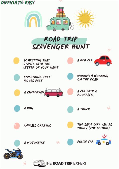 Car Ride Scavenger Hunt Free Printable