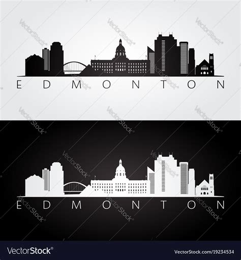 Edmonton Skyline And Landmarks Silhouette Vector Image