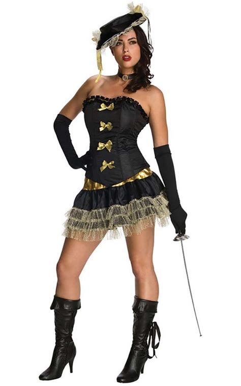 Black Sexy Musketeer Medievil Adult Womens Fancy Dress Halloween Costume Ebay