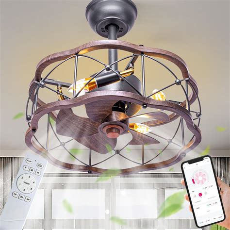 Ceiling Fans with Lights, 6-Speed Low Profile Ceiling Fan with Lights and Remote, 3-Colors Caged ...