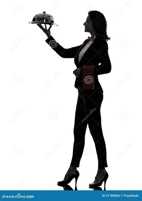 Woman Waiter Butler Serving Dinner Silhouette Stock Photo Image Of