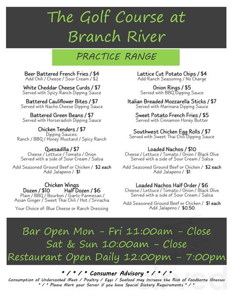 The Golf Course At Branch River Menu In Cato Wisconsin Usa