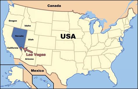 Las Vegas Map Usa Las Vegas On Us Map United States Of America