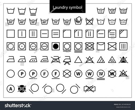 Laundry Symbols Set Of Icons For Washing Full Royalty Free Stock