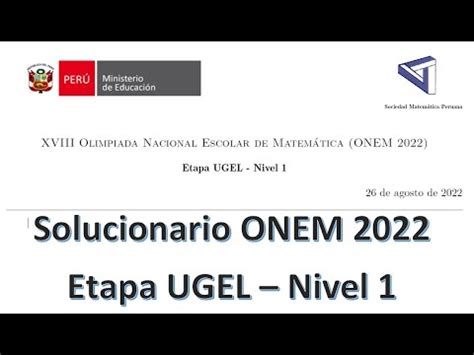 Examen ONEM 2022 Nivel 1 Etapa UGEL YouTube