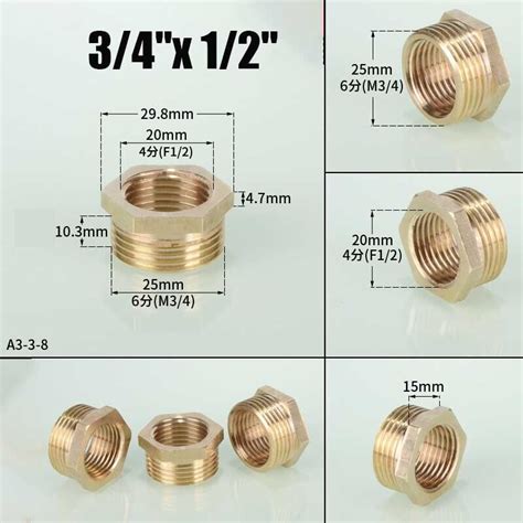 Messing Reduziernippel Adapter Reduzierung Reduktion Gewindefitting