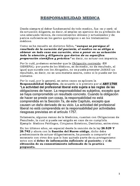 Responsabilidad Medica Pdf Consentimiento Informado Medicina