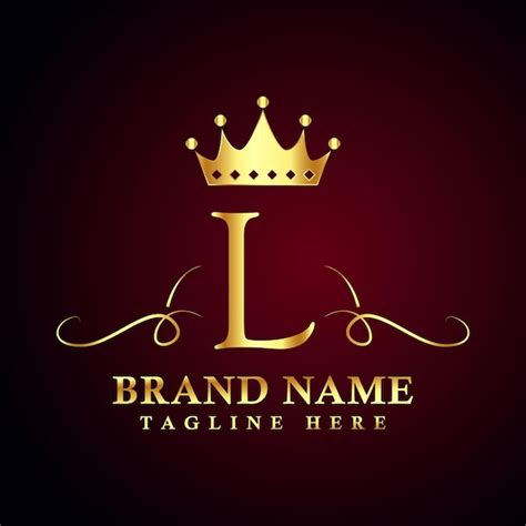 Logotipo De La Marca De Lujo Con La Letra L Con Corona Vector Premium