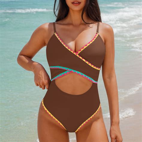 Aobny Brown Womens Bathing Suit Slimming Padded Women S Swimsuits Bikini Monokini Cute Swimsuit