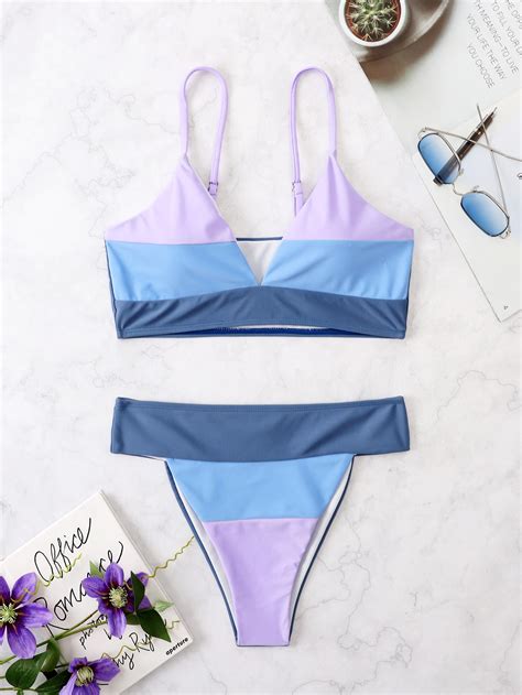 Color Block Bikini Swimsuit SHEIN USA