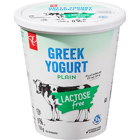 PC Lactose Free Plain Greek Yogurt PC Ca