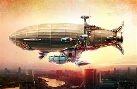 Brown airship wallpaper, artwork, fantasy art, digital art, steampunk HD wallpaper | Wallpaper Flare