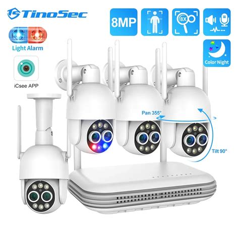 Tinosec Ch Mp Wifi Ip Camera System Dual Lens Wireless Ptz Camera Kit