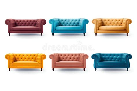 Collection Of Sofas Isolated On White Background Generative Ai Stock