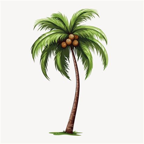 Premium Vector Tropical Palm Tree With Coconuts