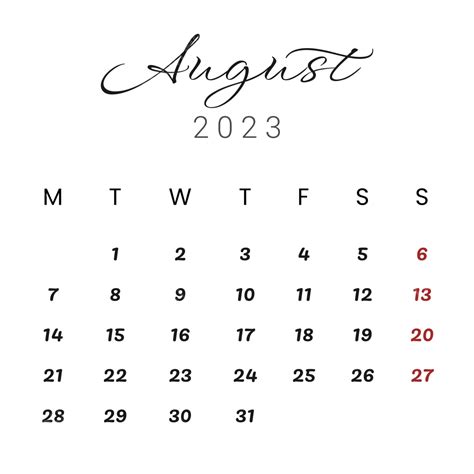 August 2023 Calendar In Organic Minimalist Style August 2023 Agustus