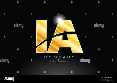 Combination Letter Ia I A Gold Golden Alphabet Logo Icon Design With