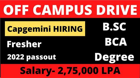 Capgemini Hiring Off Campus Drive Fresher Batch Bsc Bca