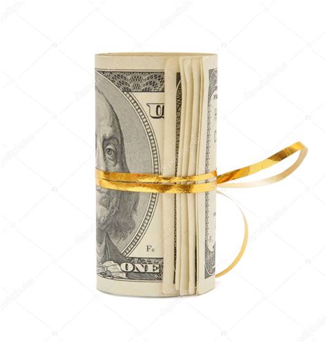 Roll Of Dollars Wrapped In Gold Stripe — Stock Photo © Salamiss 1874439