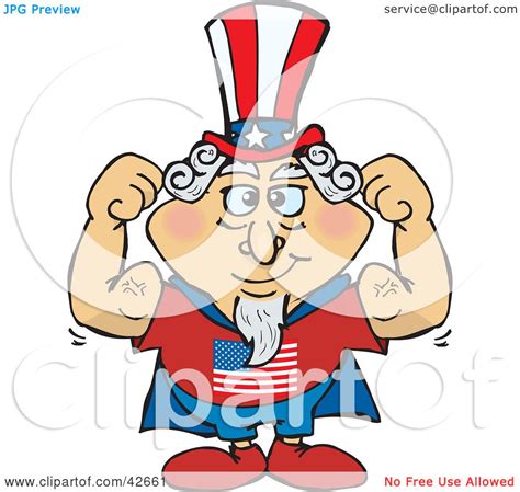 Clipart Illustration Of A Super Uncle Sam In A Cape Flexing His