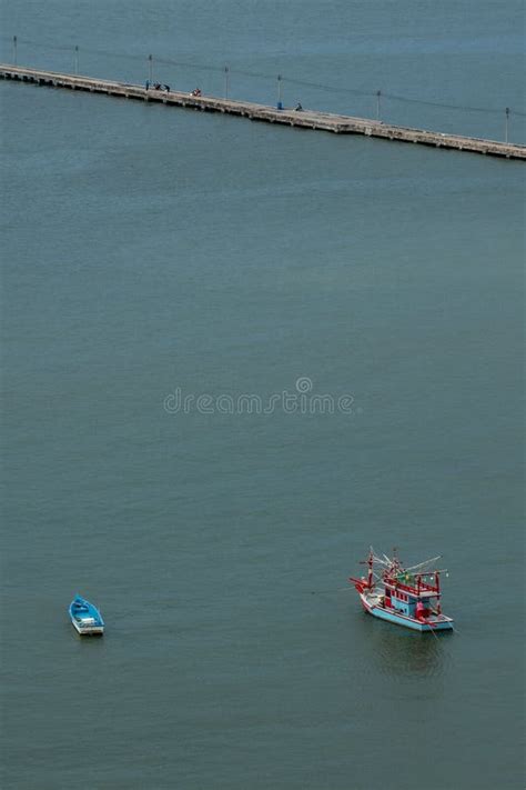 A Top View Of Fishing Boats Mooring Near Na Kluea Fishing Boat Pier