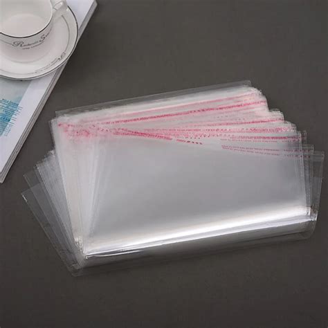 Clear Resealable 200pcs Cellophane Bopp Poly Bags 14 34cm Transparent