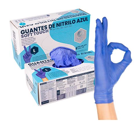 Guantes De Nitrilo Soft Touch Azul Blancoplata Talla Grande