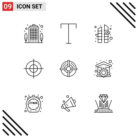 9 Universal Outline Signs Symbols Of Point Arrow Tree Target Point