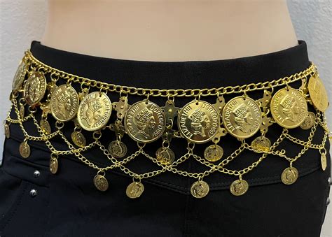 Gold Tribal Coin Belt Belly Dance Coin Belt With Coin Fringe Etsy