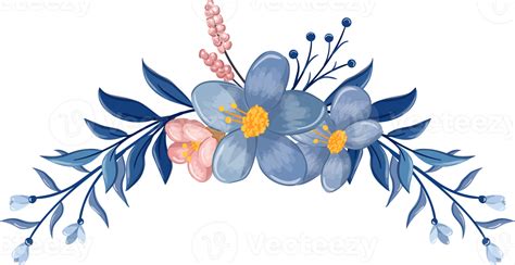 Blue Flower Arrangement With Watercolor Style 15737877 PNG