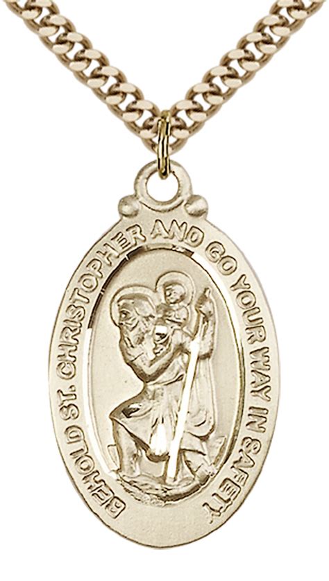 Saint Christopher Medal For Men Gold Filled Necklace On 24 Chain 30 Day Ebay