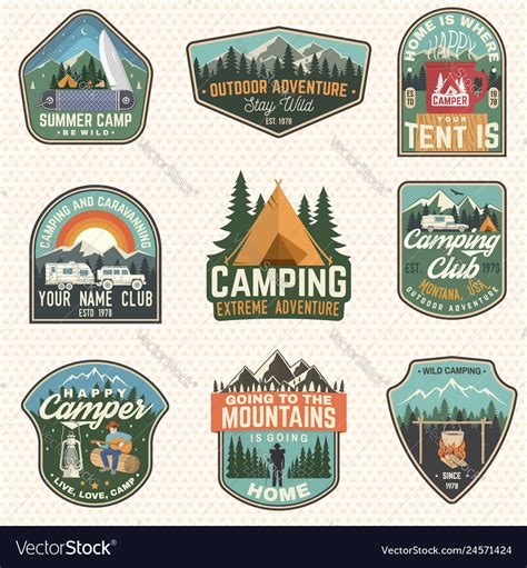 Set Summer Camp Badges Concept Royalty Free Vector Image