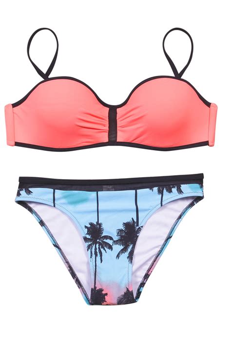 Iyasson Tropical Palm Leaves Printing Bikini Sets