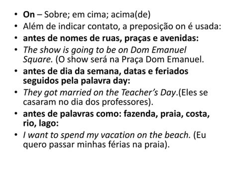 Some Prepositions Algumas Preposições Em Inglês Ppt