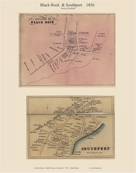 Wall Hangings Prints Reprint Fairfield Co Ct Tm Stratford 1856 Old Town Map With Homeowner Names