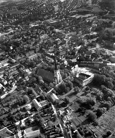 Flygfoto Med Domkyrkan Och Slottet 1963 Östergötlands Museum