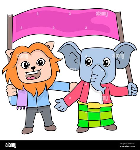 El León Y El Elefante Celebran Juntos A Eid Imagen Vector De Stock Alamy