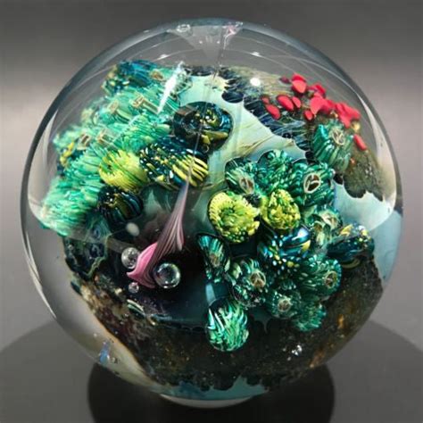 Signed Josh Simpson Art Glass Paperweight Complex Inhabited Millefiori