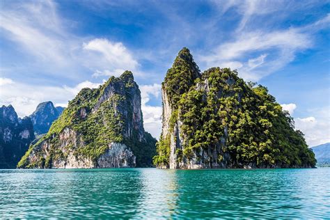 Limestone Turquoise Thailand Nature Sea Water Cliff