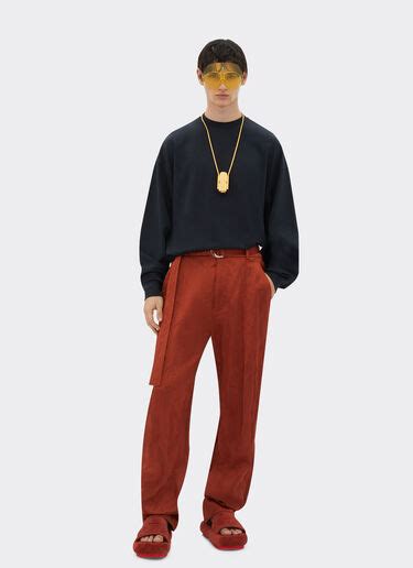 Chinos In Crinkle Satin In Rust Ferrari®