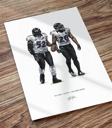 Ray Lewis Ed Reed Baltimore Ravens Art Illustrated Poster Ray Lewis Ed